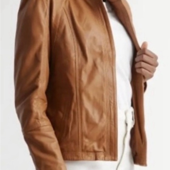 Quince Women's Tan Camel Leather Jacket - Picture 2 of 9